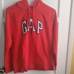 GAP Red Hoodie Sweatshirt Fleece Zip-Up
